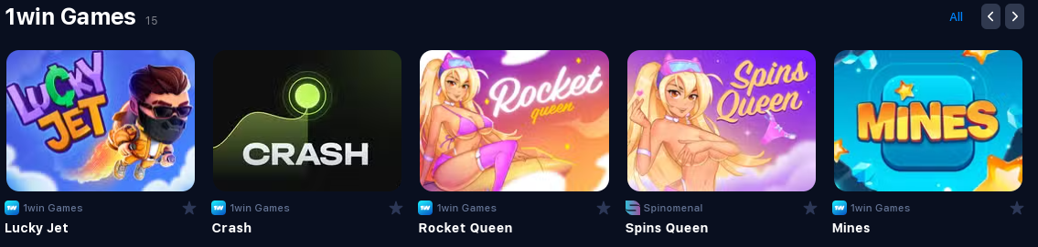 Exclusive games Exclusive games 1win